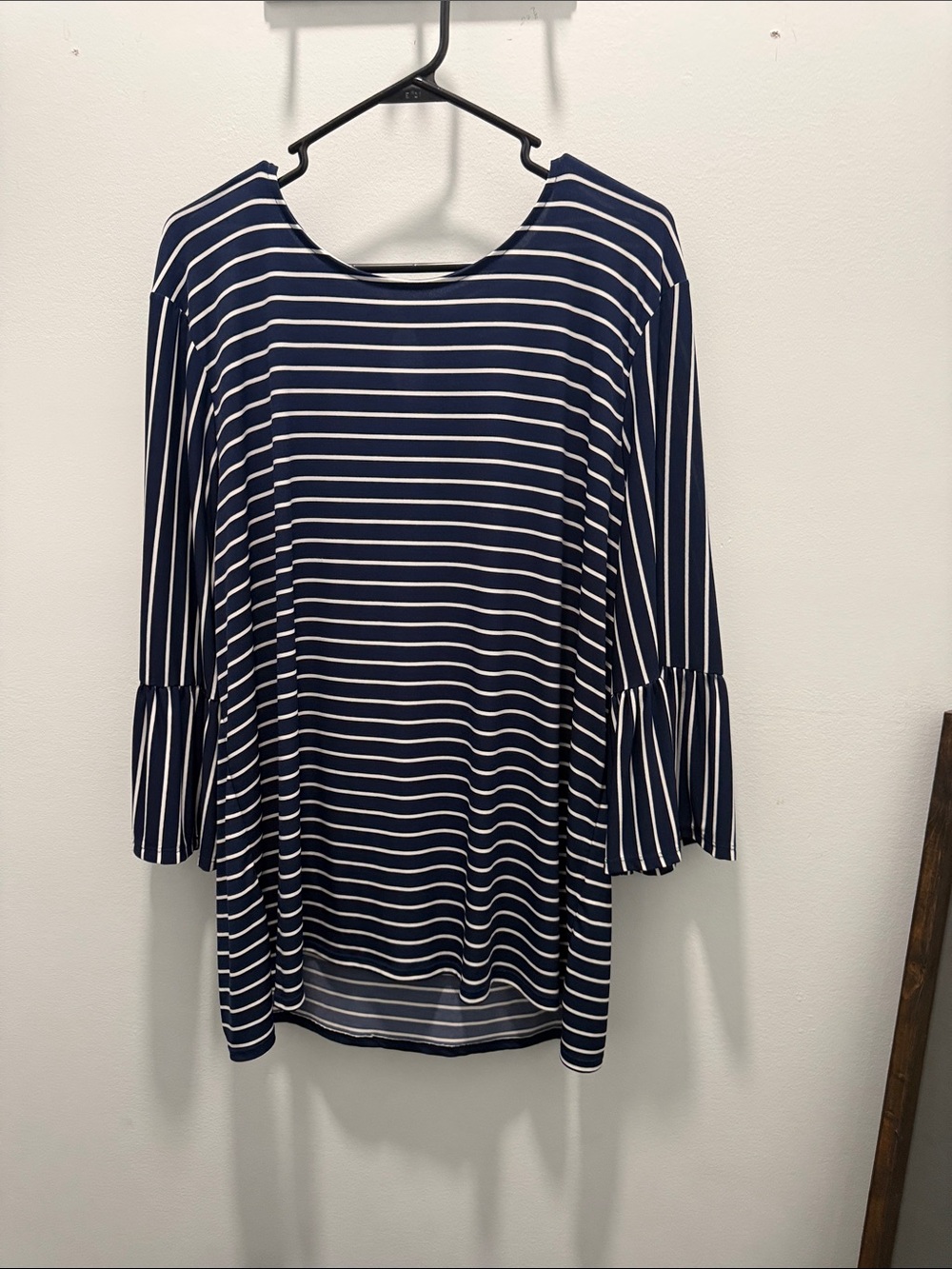 Chico's Navy and White Striped Bell-Sleeve Tunic. Size 20-22 W